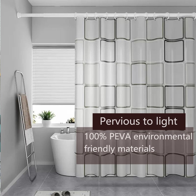 TIKABC Shower Curtain Liner, 4G PEVA Square Shower Liner, Plastic Waterproof Shower Curtains, 72x72 inch with Grommet Holes 3 Magnetic Weights - Image 2